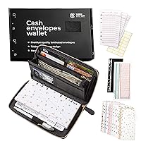 Cash Envelope Wallet All in One Budget System with 12x Tabbed Cash Envelopes, 12x Monthly Budget Cards,1x Yearly budget planner sheet Complete Money Organizer Set for Cash RFID Blocking