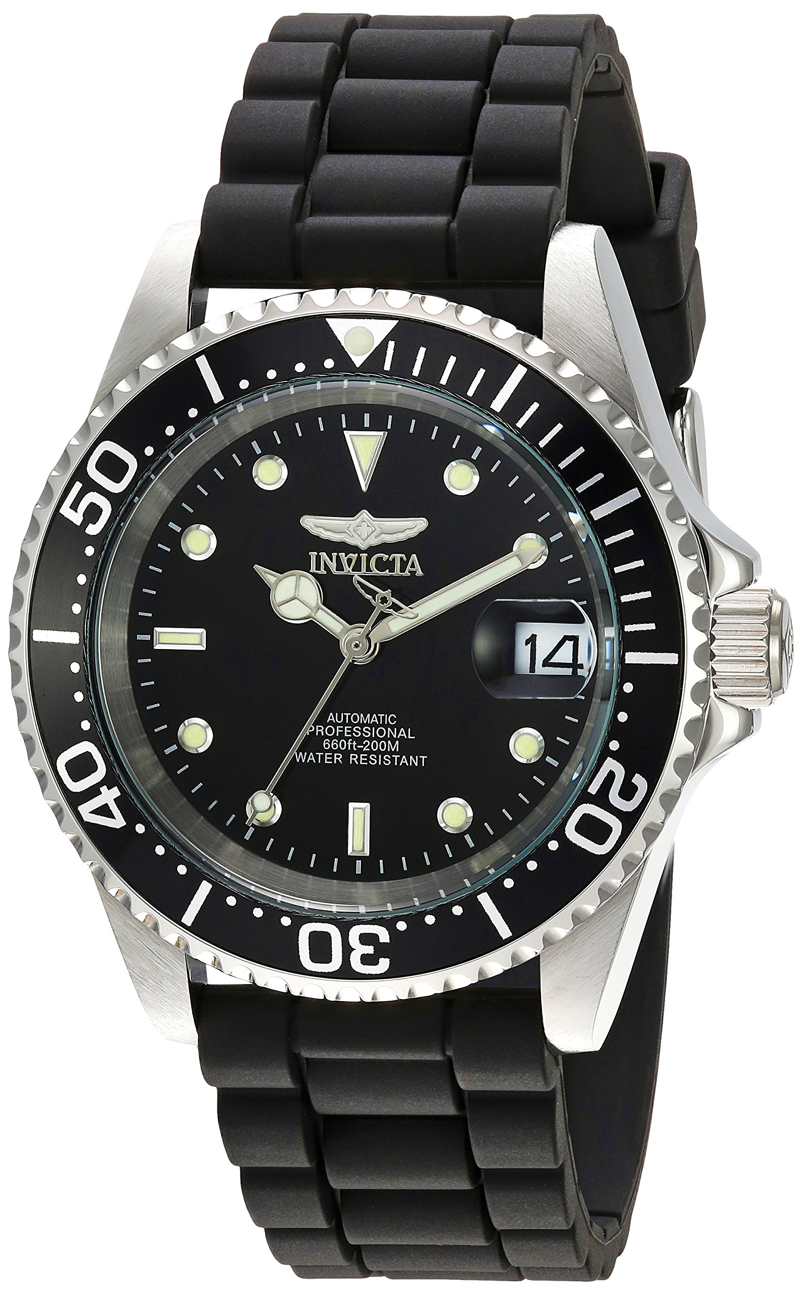 Invicta Men's Pro Diver Automatic Watch with Silicone Band, Black (Model 23678)