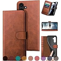 for Samsung Galaxy S24 5G Genuine Leather Wallet case 【RFID Blocking】【4 Credit Card Holder】【Real Leather】 Flip Folio Book Phone case Protective Cover Women Men for SamsungS24 case Light Brown