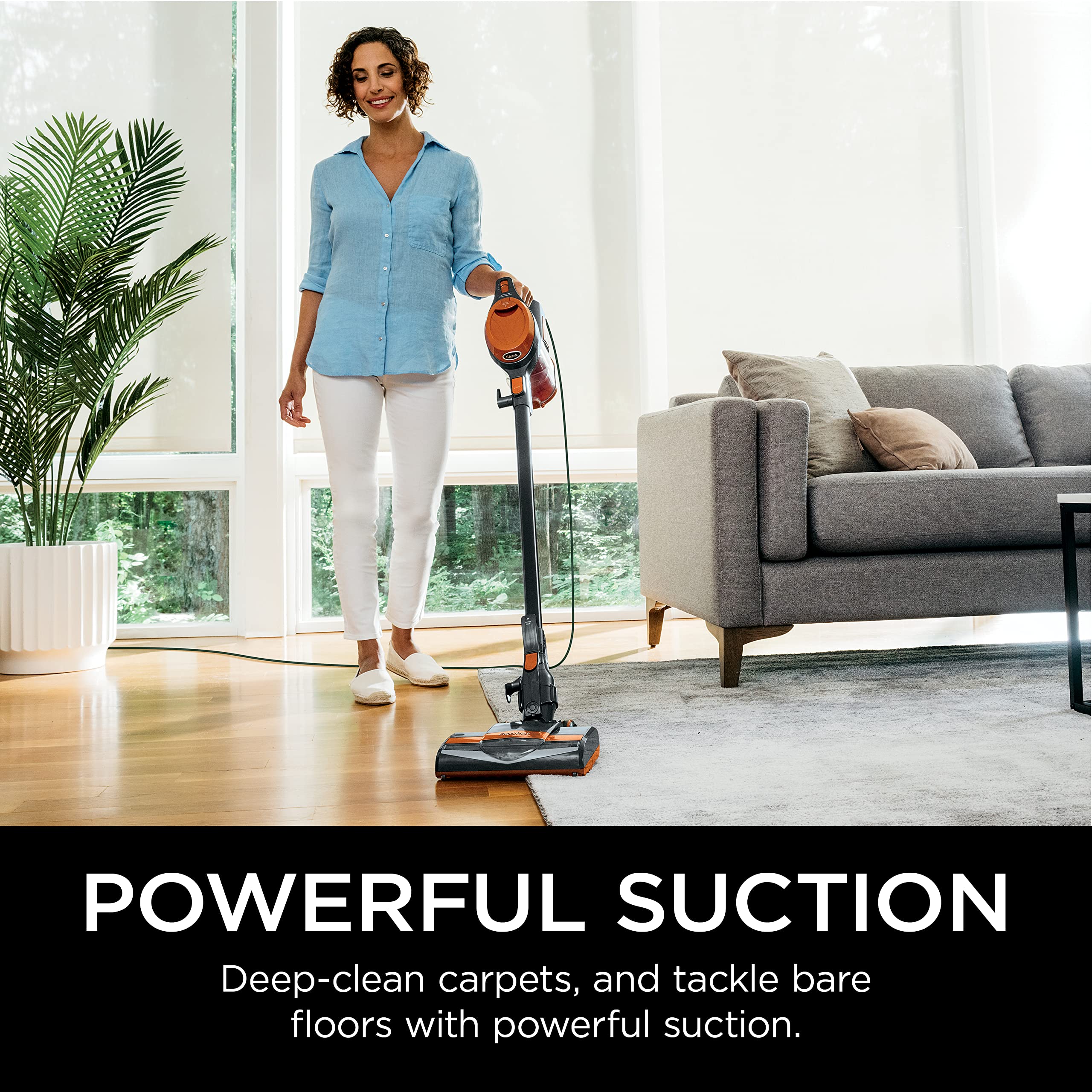 Shark HV301 Rocket Ultra-Light Corded Bagless Vacuum for Carpet and Hard Floor Cleaning with Swivel Steering, Gray/Orange