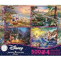 Ceaco - 4 in 1 Multipack - Thomas Kinkade - Disney Dreams Collection - Donald & Daisy Duck, 101 Dalmatians, Mickey, Minnie, & Pluto, & The Little Mermaid - (4) 500 Piece Jigsaw Puzzles