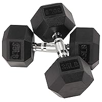 Rubber Coated Hex Dumbbell Weight Set and Storage Rack, Multiple Packages