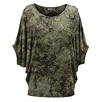 Lock and Love Women's Solid Scoop Neck Short Sleeve Loose Blouse Batwing Dolman Top Oversize
