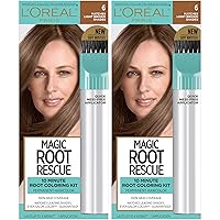 Magic Root Rescue 10 Minute Root Hair Coloring Kit, Permanent Hair Color with Quick Precision Applicator, 100% Gray Coverage, 6 Light Brown, 2 count