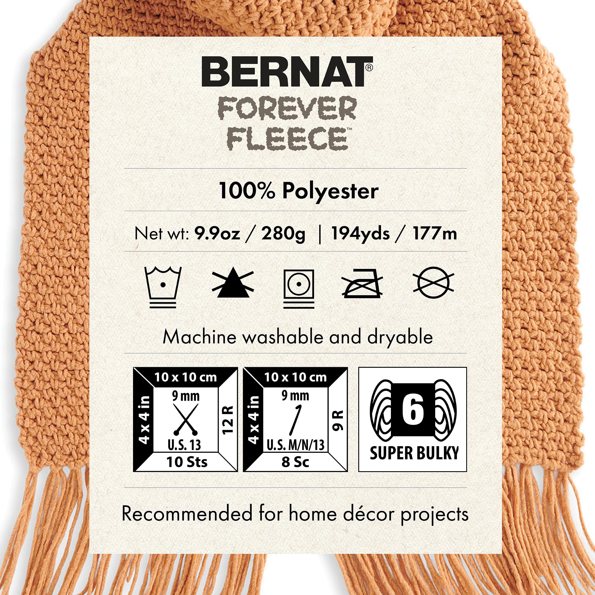 Bernat Forever Fleece Cornflower Yarn - 2 Pack of 280g/9.9oz - Polyester - 6 Super Bulky - 194 Yards - Knitting/Crochet