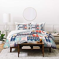 Heather Dutton Christmas Collage Chill Duvet Set with Two Pillow Shams, Queen/Full, Multi