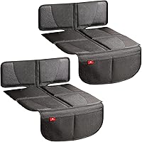 Helteko Car Seat Protector - 2 Pack Seat Mat for Under Child Booster Carseat, Seat Cover Protector from Waterproof & Stain Resistant Thickest Padding Material for Leather and Fabric Seats, Black