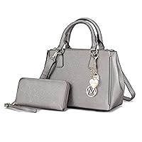 MKF Collection Satchel Bags for Women With Wristlet Wallet, Vegan Leather Shoulder Pocketbook Handbag Purse