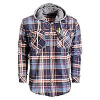 Gioberti Men's Removable Hoodie Plaid Checkered Flannel Button Down Shirt