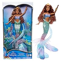 Mattel Disney The Little Mermaid Deluxe Ariel Doll with Iridescent Tail, Hair Jewelry Beads & Doll Stand, Inspired by the Movie