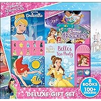 Disney Princess Cinderella, Mulan, Rapunzel, and More! - Deluxe Gift Set - 2 Sound Books, 2 Activity Books, 4 Story Books, and 100+ Stickers - PI Kids