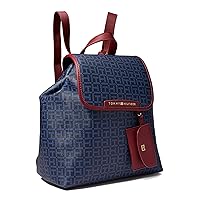 Tommy Hilfiger Kennedy II Flap Backpack w/Hangoff-Coated Square Monogram Tommy Navy/Charcoal Blue One Size