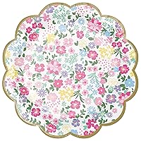 Creative Converting Floral Tea Party Scalloped Dessert Plates, 8 ct, Multicolor, 7