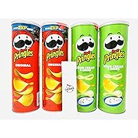 Pringles Original Sour Cream & Onion Flavored Snacks Potato Chips Crisps Variety Snack Packs Bundle with Kokobunch Kit | 4Pk- 5.2oz