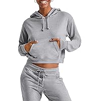 Hanes Womens Originals Pullover Cropped Hoodie, French Terry Hooded Sweatshirt