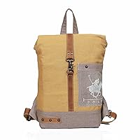 CLA Bags, 20 Inch Upcycle Canvas & Cowhide Leather rucksack for women, canvas backpack for women