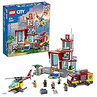 LEGO City Fire Station Set 60320 with Garage, Helicopter & Fire Engine Toys Plus Firefighter Minifigures, Emergency Vehicles Playset, Gifts for Kids Age 6 Plus
