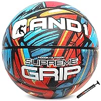 AND1 Supreme Grip Basketball: Official Regulation Size 7 (29.5 inches) Rubber Basketball - Deep Channel Construction Streetball, Made for Indoor Outdoor Basketball Games