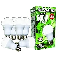 Miracle LED 604761 (150W) Ultra Grow Lite, Full Spectrum Hydroponic Plant Growing Light Bulb, 6-Pack