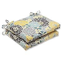 Pillow Perfect Bright Floral Indoor/Outdoor Square Corner Chair Seat Cushion with Ties, Plush Fiber Fill, Weather, and Fade Resistant, 16