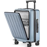 Carry on Luggage 22 X 14 X 9 Airline Approved, 20 Inch Luggage with Front Laptop Compartment, Double Spinner Wheels, Hardsided PC, TSA Lock (Shadow, Seine)