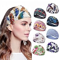 8 Pack Headbands for Women Boho Hair Band Non-Slip Headbands for Sport Yoga, Running Elastic Sweat Hair Wrap for Girls