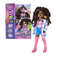 GLO-UP Girls Kenzie African American Girl Fashion Doll, 25 Fabulous Suprises, Accessories, Purses, Bath Bomb, Spa Face Masks, Color-Changing Nail Play