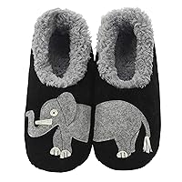 Snoozies Pairable Slipper Socks - Funny House Slippers for Women, Non-Slip Fuzzy Slipper Socks - Elephants - Small