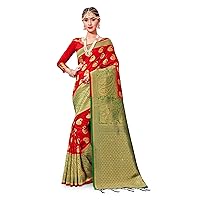 Elina fashion Sarees For Women Banarasi Art Silk Woven Saree l Indian Wedding Traditional Wear Sari and Blouse