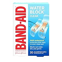 Band-Aid Brand Water Block Clear Waterproof Adhesive Bandages for Wound Care, 30 ct, 30Count