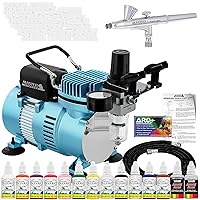 Master Airbrush® Brand Finger Nail Decorating System. 1 Airbrush, Air Compressor, Stencil Set of Over 100 Designs, 6' Hose, Kit of 12 Popular Nail Paint Colors in 2-oz Bottles, Airbrush Cleaner, & (Free) How to Airbrush Training Book to Get You Started.
