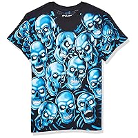 Liquid Blue Skull Pile Blue Fantasy All Over Print Short Sleeve T-Shirt