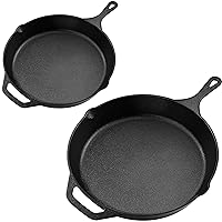 Utopia Kitchen Chefs Pan 2 Piece Set– Professional 6.5 inch and 12.5 inch Chef’s Pan – Suitable for all Stovetops – Camp Fire Frying Pan – Safe Indoor and Outdoor Cookware (Black)