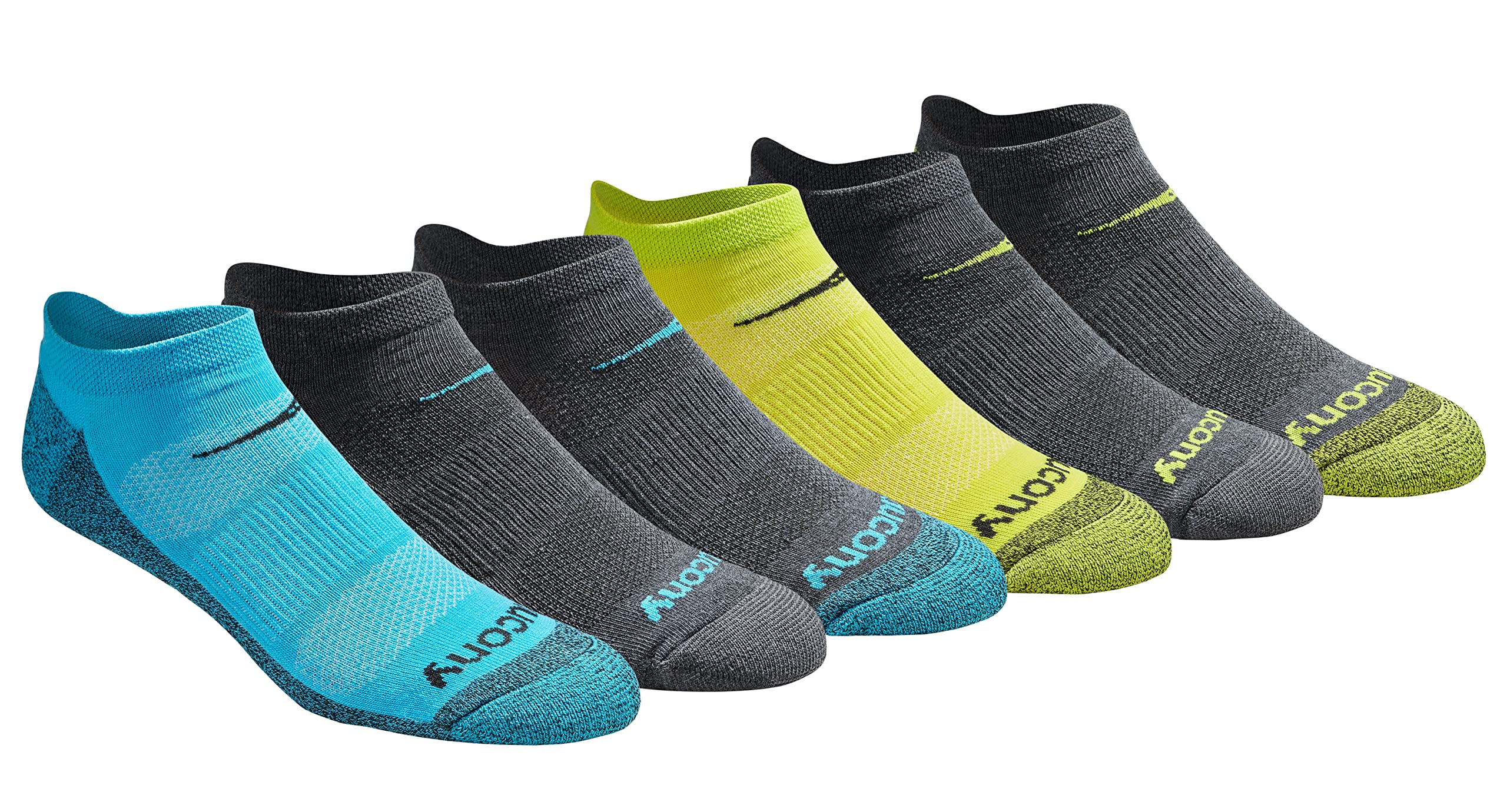 Saucony Men's Multi-Pack Mesh Ventilating Comfort Fit Performance No-Show Socks