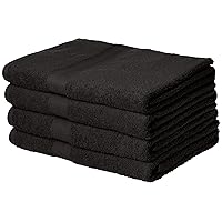 Amazon Basics Fade-Resistant Cotton Bath Towel - 4-Pack, Black