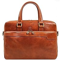 Time Resistance Leather Briefcase - Italian Handmade Leather Laptop Bag - Briefcase for Men and Women - Computer Bag