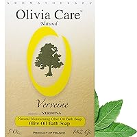 Olivia Care Verbena Bar Soap - Natural, Organic, Vegan - For Face, Hands & Body. Cold-Pressed Triple -Milled. Hydrating, Moisturizing. Rich in Calcium & Vitamins - 5 OZ