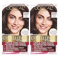 Excellence Creme Permanent Hair Color, 5AR Medium Maple Brown, 100 percent Gray Coverage Hair Dye, Pack of 2