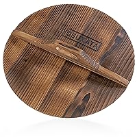 YOSUKATA Cast Iron Wok Cover - Premium Wok Cover 13.5 inch Pan Lid - Wooden Wok Lid 13.5 in with Ergonomic Handle - Condensate-free 13.5 inch Lid - Wok Accessories for Genuine Asian Cooking
