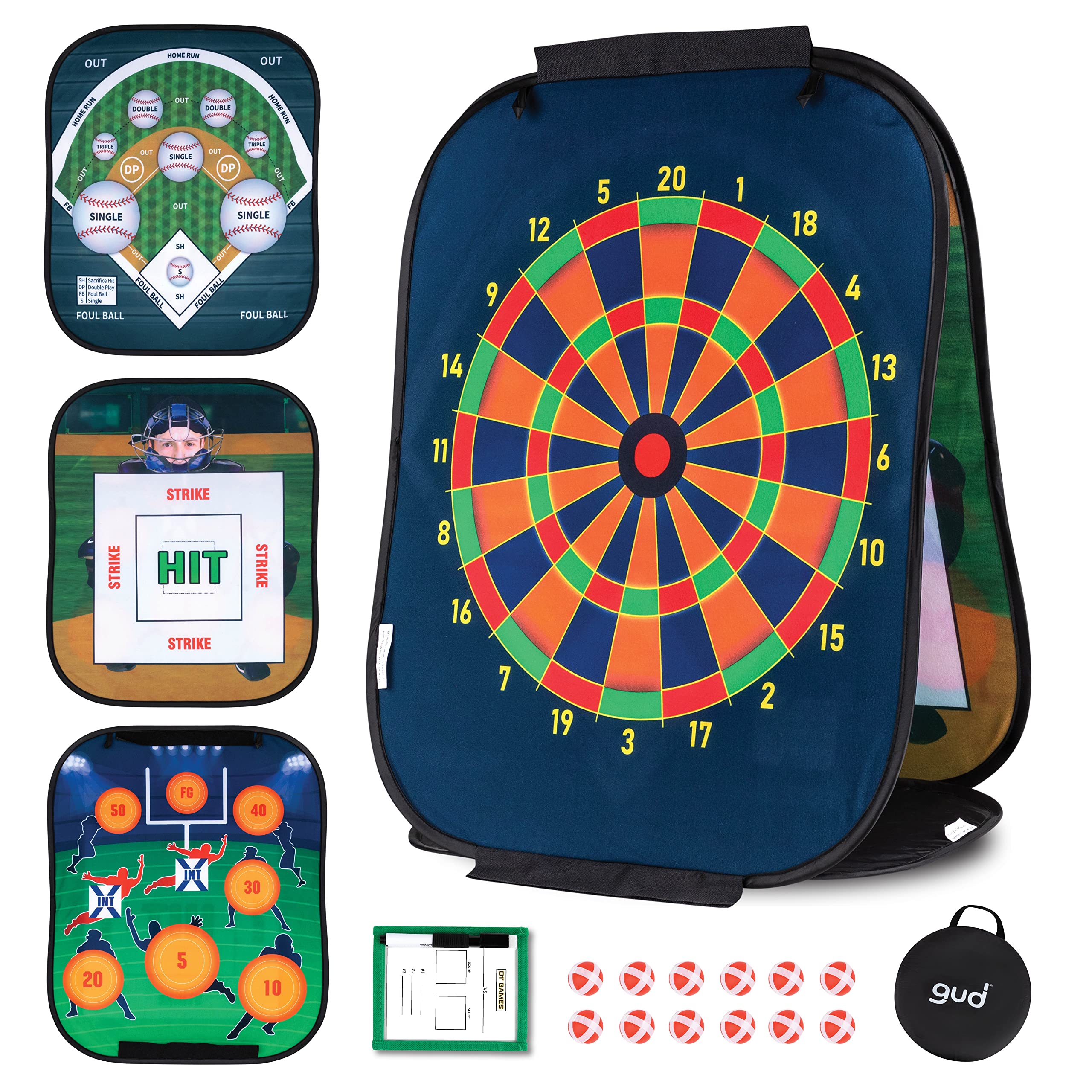 GUD Dart Board, Football & Baseball Games, Kids Birthday Party Dartboard, 12 Safe Darts, Boys & Girls Sports Party Supplies. Indoor Outdoor Party Age 7 8 9 10 11