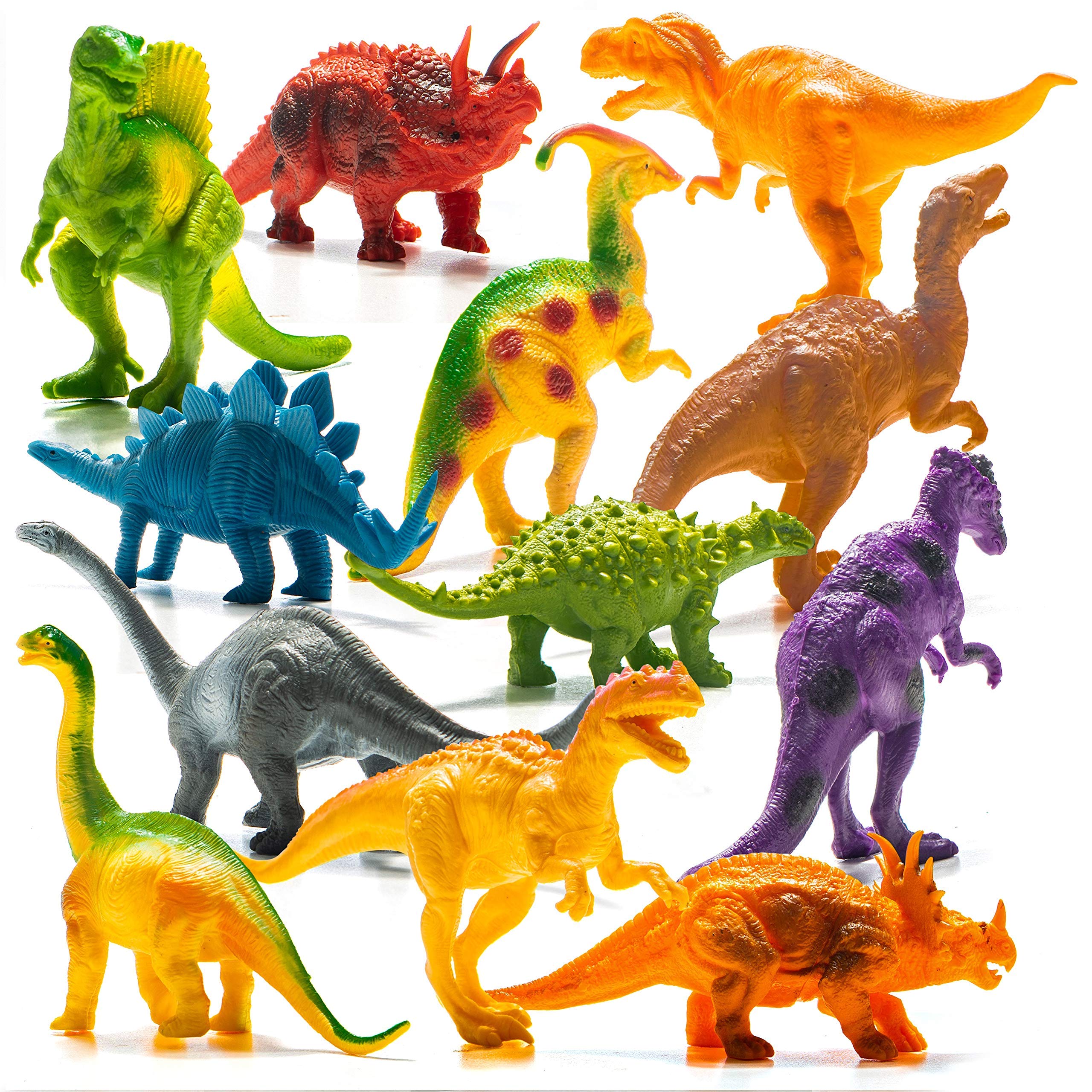 PREXTEX Dinosaur Figures for Kids 3-5+ (12 Plastic Dinosaurs with Educational Dinosaur Book) Dinosaur Toys Set for Toddlers Learning & Development (Boys & Girls)