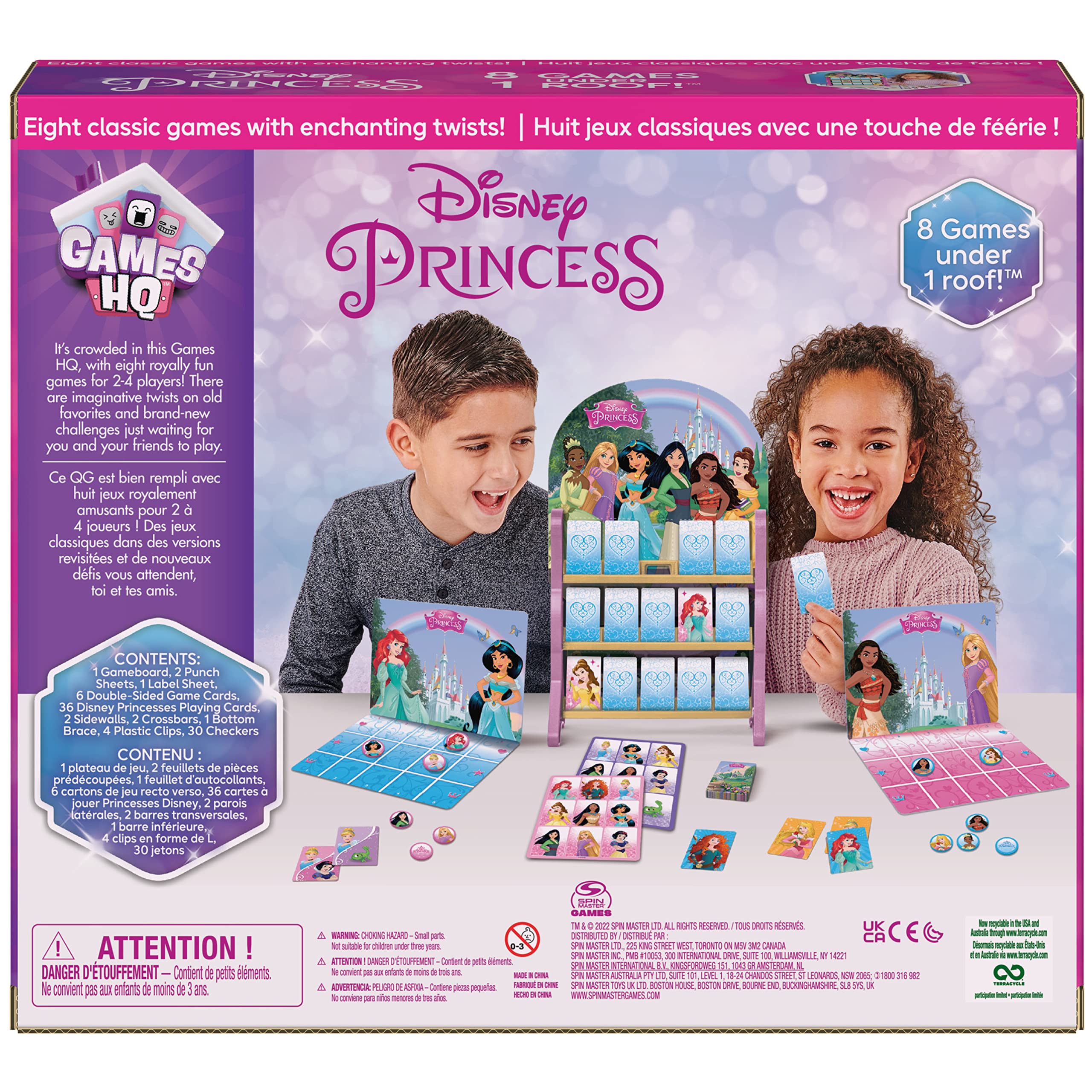 Disney Princess, Games HQ Board Games for Kids Checkers Tic Tac Toe Bingo Go Fish Card Games Disney Princess Toys, for Preschoolers Ages 4 and up