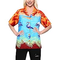 LA LEELA Hawaiian Shirts Womens Summer Holidays Button Down Vacation Short Sleeve Button Up Blouse Blouses for Women