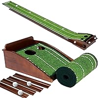 Putting Green Indoor Mat Outdoor Golf Putting Mat with Automatic Ball Return - Ideal for Home, Office, and Outdoor Use