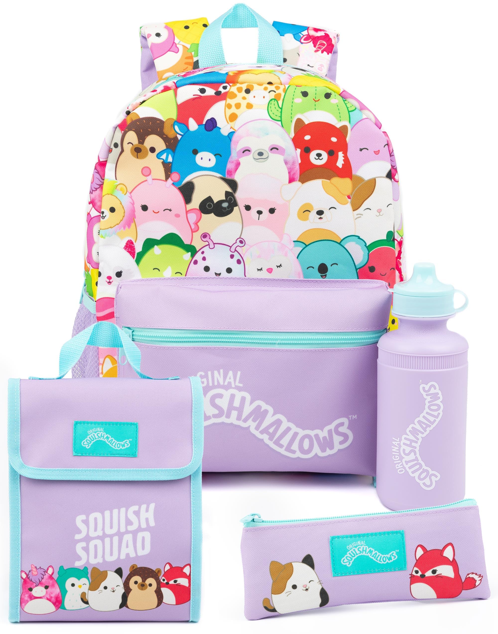 Vanilla Underground Squishmallows Girls Backpack | 4-Piece School Bag Set | Purple Squishmallows Design | Accessories for Organized Days
