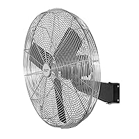 Comfort Zone Oscillating High Velocity Industrial Wall Fan, 30 inch, 2 Speed, All Metal, Adjustable Angle & Tilt, Steel Mounting Bracket, Aluminum Blades, Ideal for Garage or Workshop, CZHVW30EX