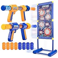 USA Toyz Astroshot Gemini Extreme Shooting Game for Kids 2 Pack Foam Ball Popper Air Guns and Moving Target Shooting Game Toy for Boys Girls 2 Guns 30 Balls Outdoor Compatible with Nerf Blue/Orange