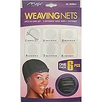 Magic Weaving Nets #2028, 6 piece Set (6 pack), 3 different hole size, weaving cap, large net, small net, oval net, small net side.1 mm, diameter, adjustable band for custom sizing,