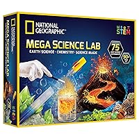 NATIONAL GEOGRAPHIC Mega Science Lab - Science Kit for Kids with 75 Easy Experiments, Featuring Earth Science, Chemistry Set, and Science Magic STEM Projects for Boys and Girls (Amazon Exclusive)