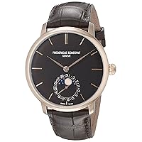 Frederique Constant Men's FC705C4S9 Slimline Analog Display Swiss Automatic Brown Watch